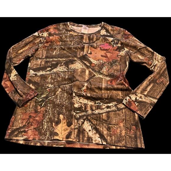 Mossy Oak Break Up Infinity Camo Shirt Woman's Size L, Fall Hunting Deer Turkey - Picture 1 of 3